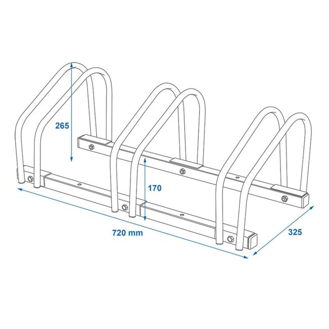 ProPlus Fietsenrek voor 3 fietsen - vloer- en wandmontage - ruimtebesparend - gegalvaniseerd staal