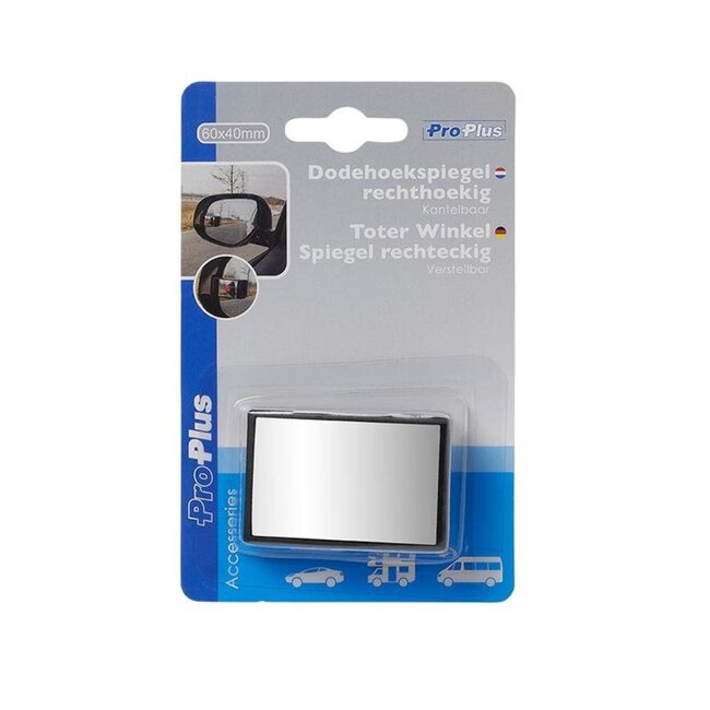 ProPlus Rechthoekige dodehoekspiegel - breedhoek zicht - zelfklevend - 60 x 40 mm - kantelbaar