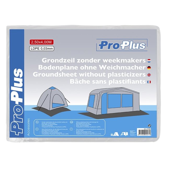 ProPlus Grondzeil zonder weekmakers - 2.50 x 4.00 meter - LDPE - Dikte 0.03 mm - Transparant