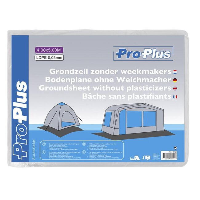 ProPlus Grondzeil - Extra sterk en dik - Vocht- en vuilwerend - 4 x 5 meter - Transparant