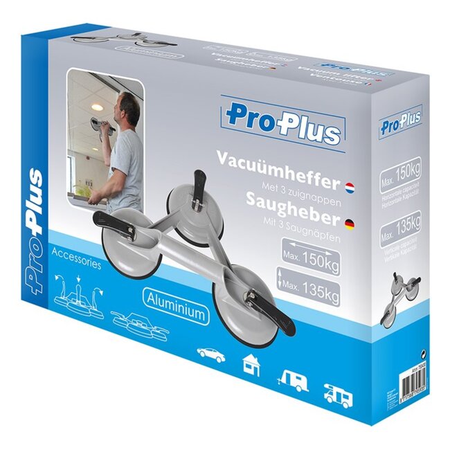 ProPlus Vacuümheffer - Aluminium - 3 zuignappen - Max. 150 kg