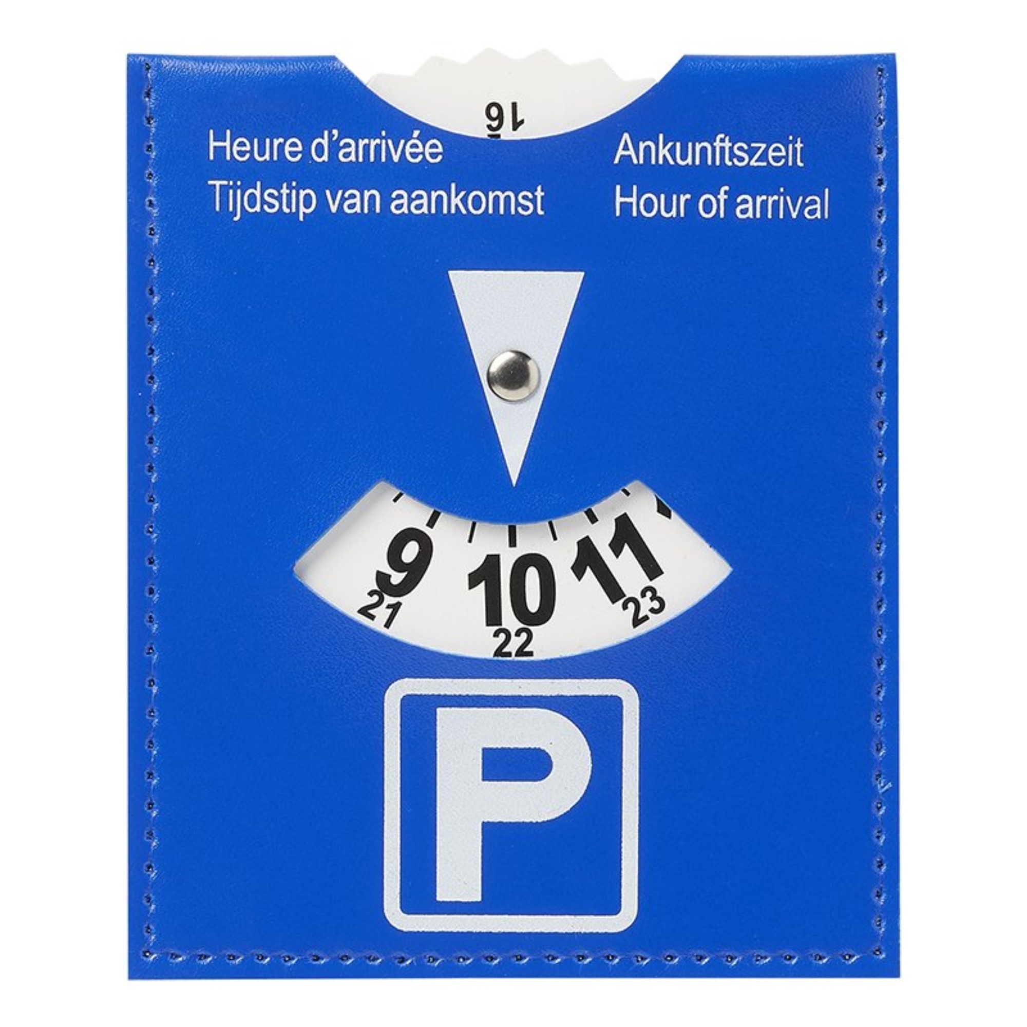 LifgWas Parkeerschijf van zacht PU, blauw, groot model, 11 x 15 cm, voor Europese blauwe zone, parkeerschijf, handmatige tijdstempel met aankomsttijdweergave, zacht oppervlak