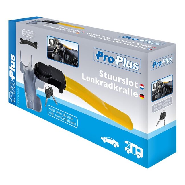 ProPlus Stuurslot - Universeel - Inclusief 2 sleutels - Geel
