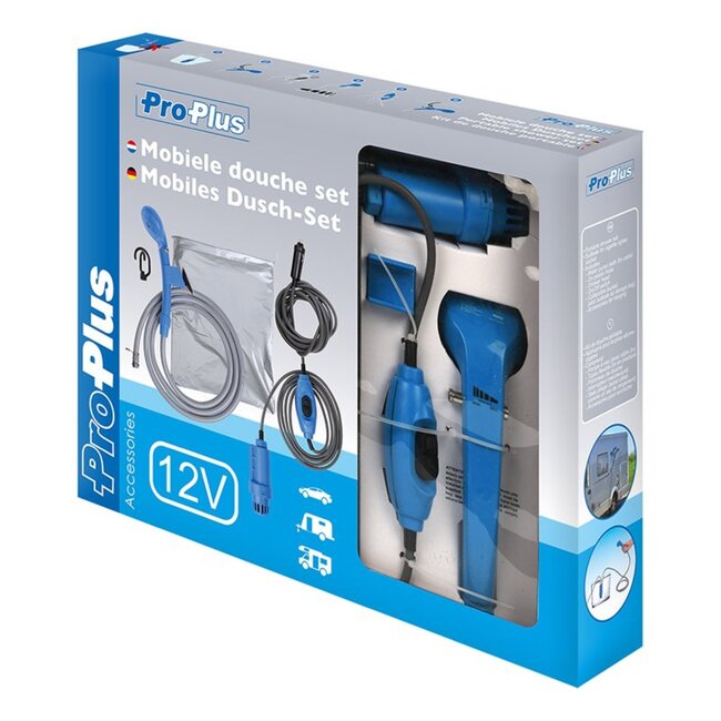 ProPlus Mobiele doucheset - 12V dompelpomp - Inclusief opvouwbare emmer - Voor camper en camping