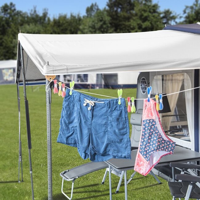 ProPlus Kunststof wasknijpers - set van 12 - ribbels voor extra grip - stevige slagveer - hippe kleuren