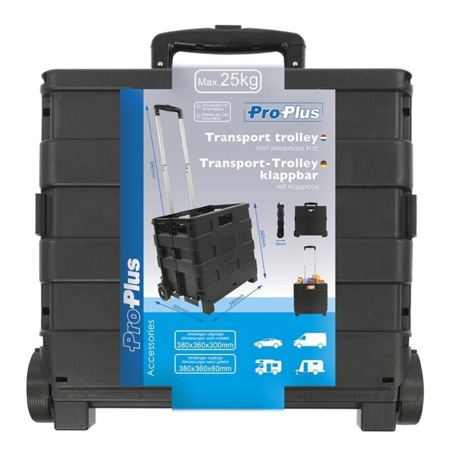 ProPlus Inklapbare transporttrolley - 25 kg draagvermogen - Compact en lichtgewicht