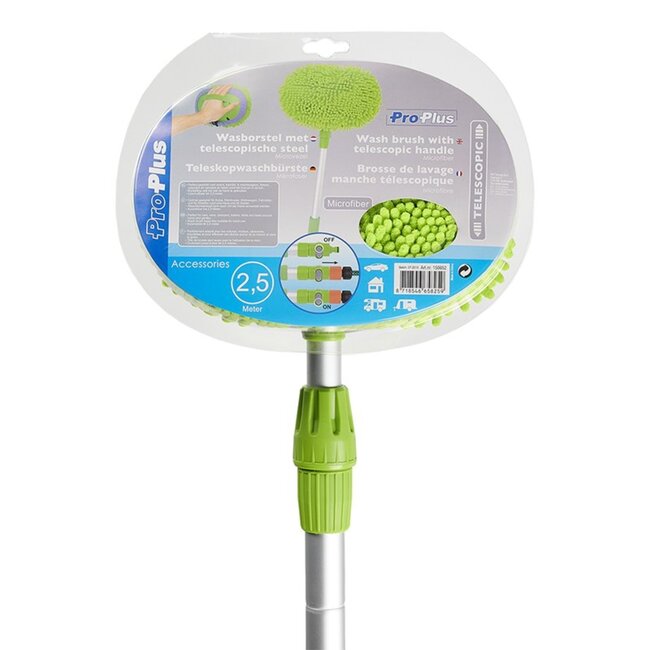 ProPlus Telescopische wasborstel met chenille - uitschuifbaar tot 2,50 meter - ideaal voor auto, caravan en tuin