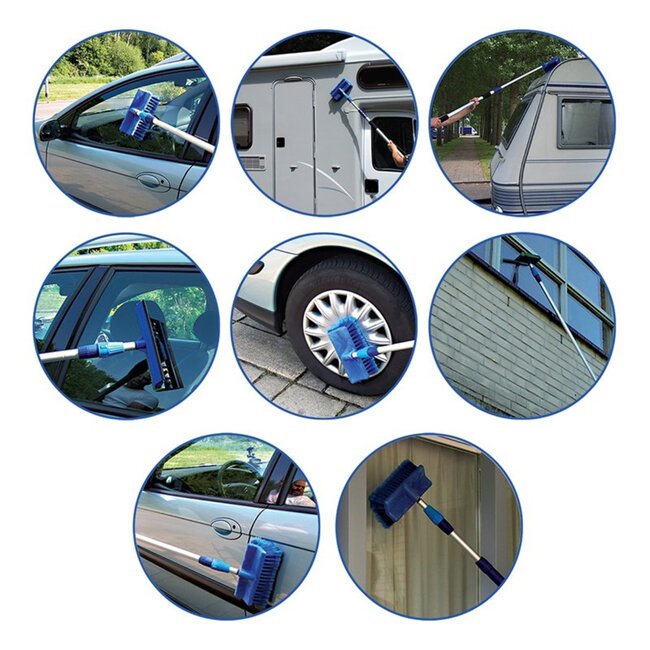 ProPlus Wasborstel - Heavy Duty - Telescopische Steel - Uitschuifbaar tot 3 meter - Inclusief 2-in-1 raamtrekker en spons