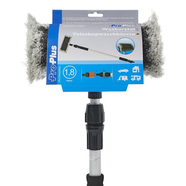 ProPlus Telescopische wasborstel - uitschuifbaar tot 1.8 meter - ideaal voor voertuigen en huis