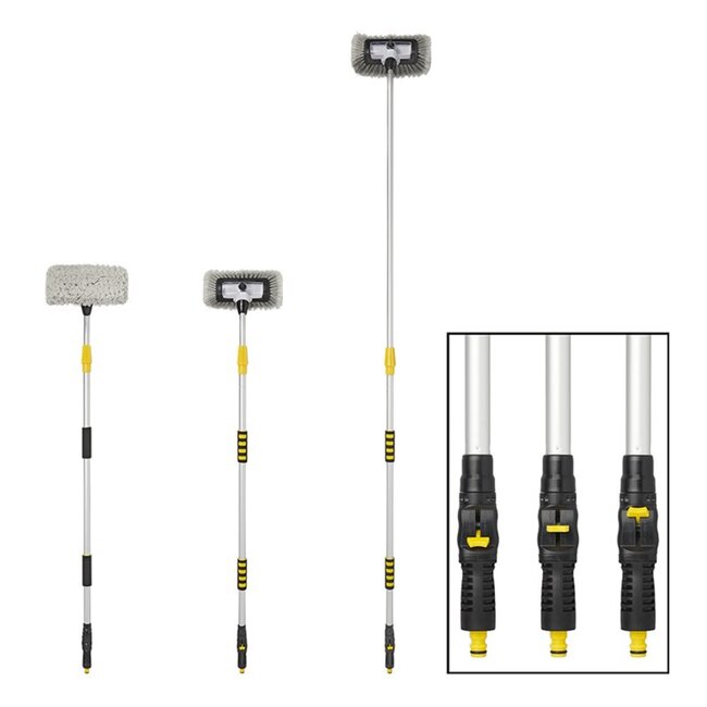 ProPlus Wasborstel - 3D borstel - Telescopische steel - Zeepreservoir - Uitschuifbaar tot 2,50 meter