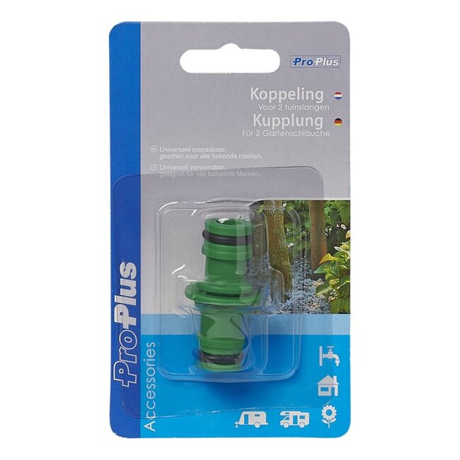 ProPlus Verlengkoppeling voor tuinslangen - groen - universeel - 5,5 cm - kunststof