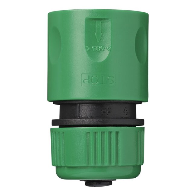 ProPlus Slangkoppeling met waterstop - kunststof - voor 13-15 mm tuinslangen - groen - universeel
