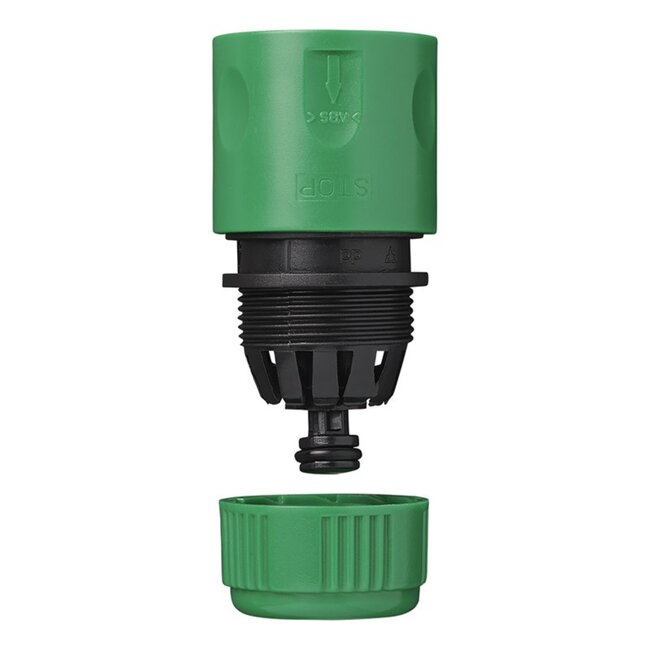 ProPlus Slangkoppeling met waterstop - kunststof - voor 13-15 mm tuinslangen - groen - universeel