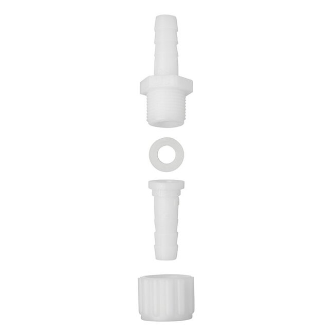 ProPlus Slangtule koppeling - 10 mm diameter - wit - nylon - hoge druk en temperatuurbestendig