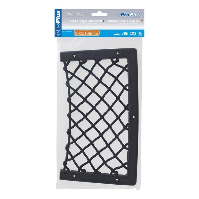 ProPlus Elastisch opbergnet met kunststof frame - 302 x 169 mm - zwart