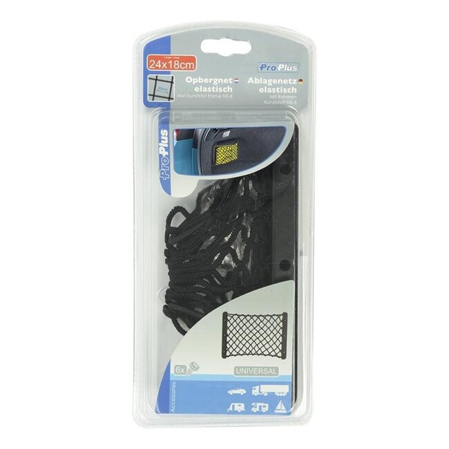 ProPlus Elastisch opbergnet - 24 x 18 cm - Inclusief kunststof frame - Universeel te bevestigen