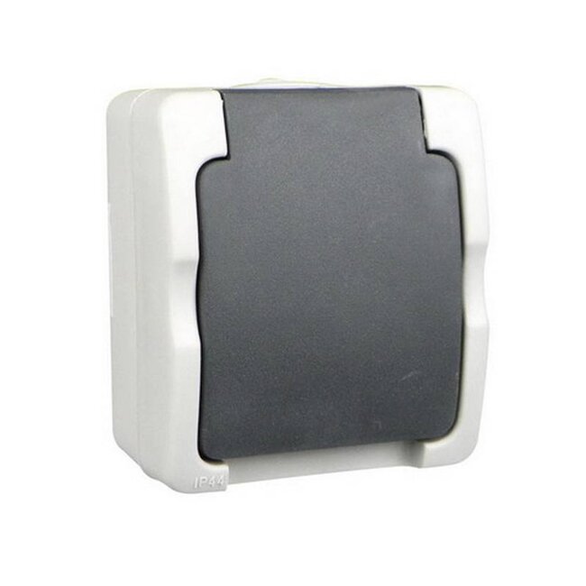 Ratio Enkelvoudige opbouw wandcontactdoos - spatwaterdicht - met deksel - IP54 - 83x72x49 mm