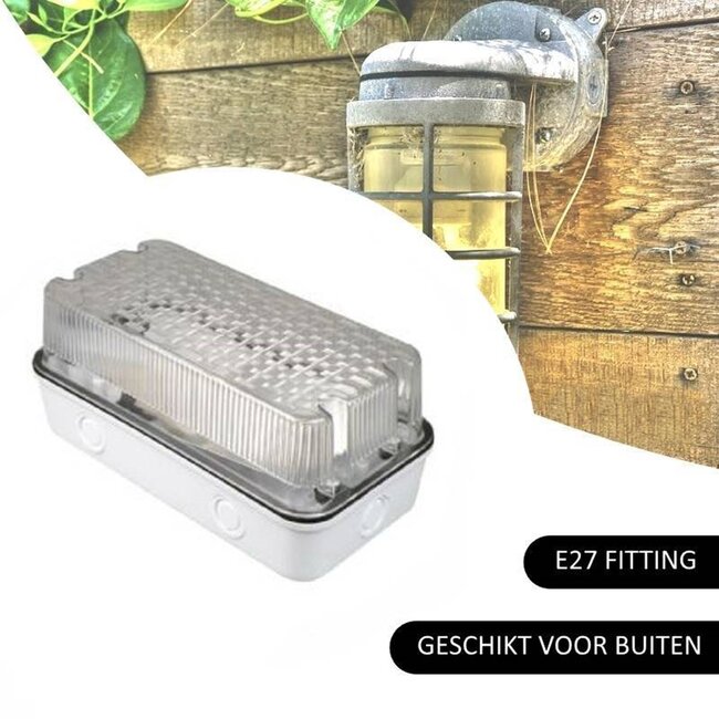 Nova Slagvaste buitenlamp - E27 fitting - Wit kunststof - IP54 - 25 cm