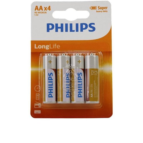 Philips Longlife AA Batterijen - Penlite - 4 stuks Philips Longlife AA Batterijen - Penlite - 4 stuks