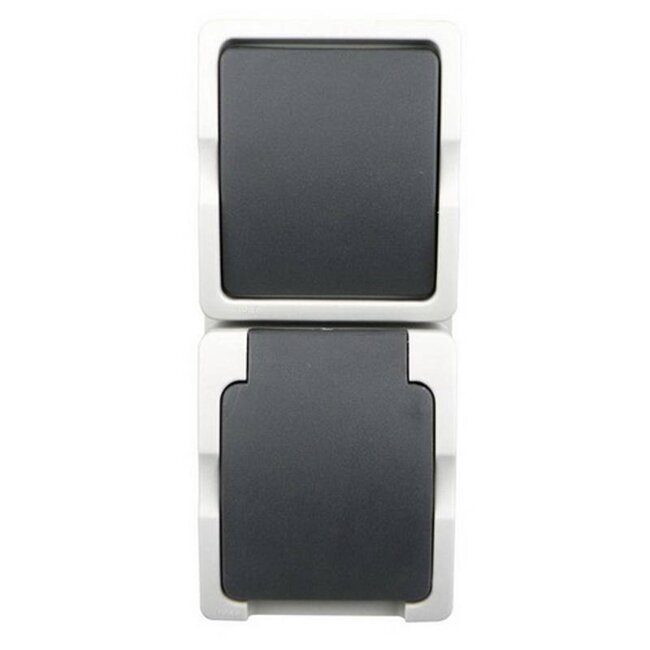 Ratio Schakelaar en stopcontact - spatwaterdicht - verticaal - IP54 - 250V - 16A - plastic