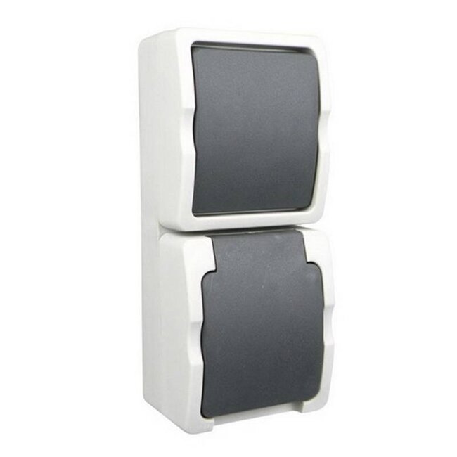 Ratio Schakelaar en stopcontact - spatwaterdicht - verticaal - IP54 - 250V - 16A - plastic