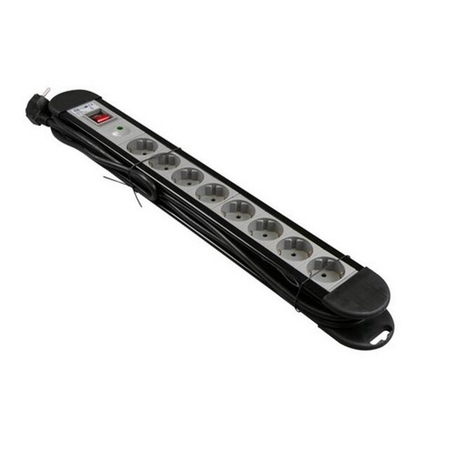 VB Extend Stekkerdoos - 8-voudig met schakelaar en randaarde - 3 meter kabel - Zwart