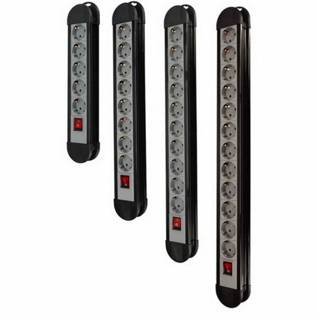 VB Extend Stekkerdoos - 8-voudig met schakelaar en randaarde - 3 meter kabel - Zwart