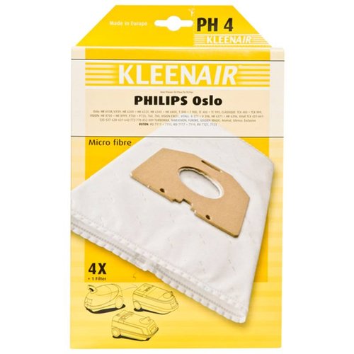 Kleenair Stofzuigerzakken - - Philips Oslo - PH4 - 4 stuks + 1 Filter Kleenair Stofzuigerzakken - - Philips Oslo - PH4 - 4 stuks + 1 Filter