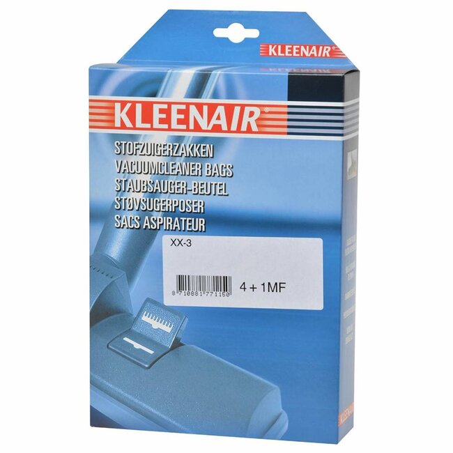 Kleenair Microvezel stofzuigerzakken - Hygiënisch - Langdurig zuigvermogen - 4 stuks + filter