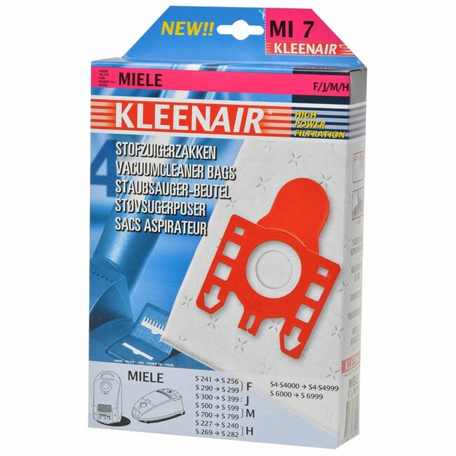 Kleenair Stofzuigerzakken - HPF MI7 Miele F/J/M/H - 4 stuks + 1 Filter