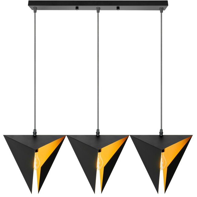 TooLight Moderne hanglamp - driehoekig design - 3 lichtpunten - zwart - 23 x 17,5 cm
