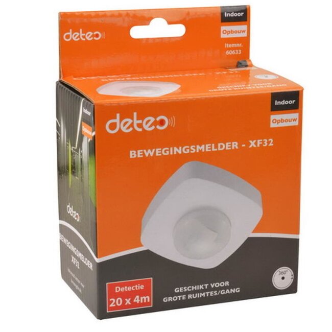 Detec Bewegingsmelder - 360º detectie - Instelbare tijd - Bereik 4x20 m - Binnengebruik