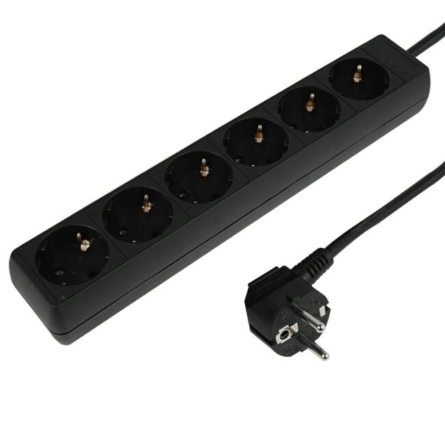 VB Extend Zwarte stekkerdoos - 6-voudig - kinderslot - 1,5 meter snoer