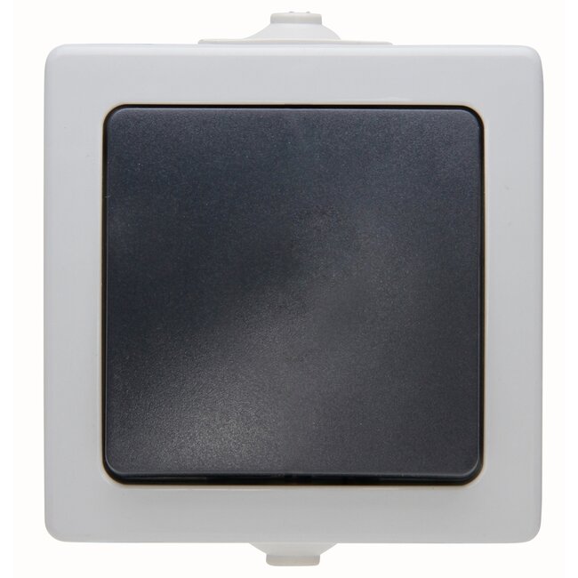 Nautic Wipschakelaar - Kruis - Opbouw - Spatwaterdicht - Antraciet/Wit