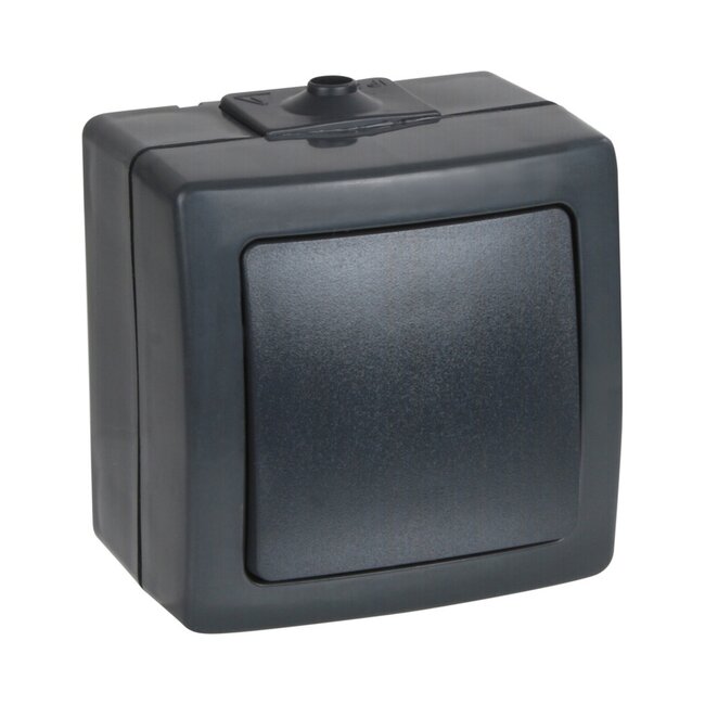 Nautic Wipschakelaar kruis - Opbouw - Spatwaterdicht - Antraciet - IP44