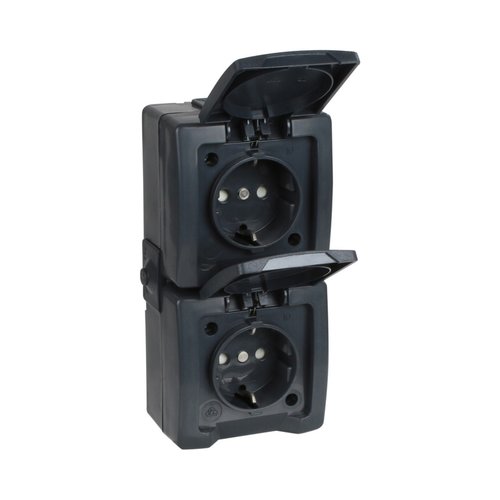 Nautic Dubbel Stopcontact Ip44 Met Randaarde Verticaal Antraciet Kopen 2cheap