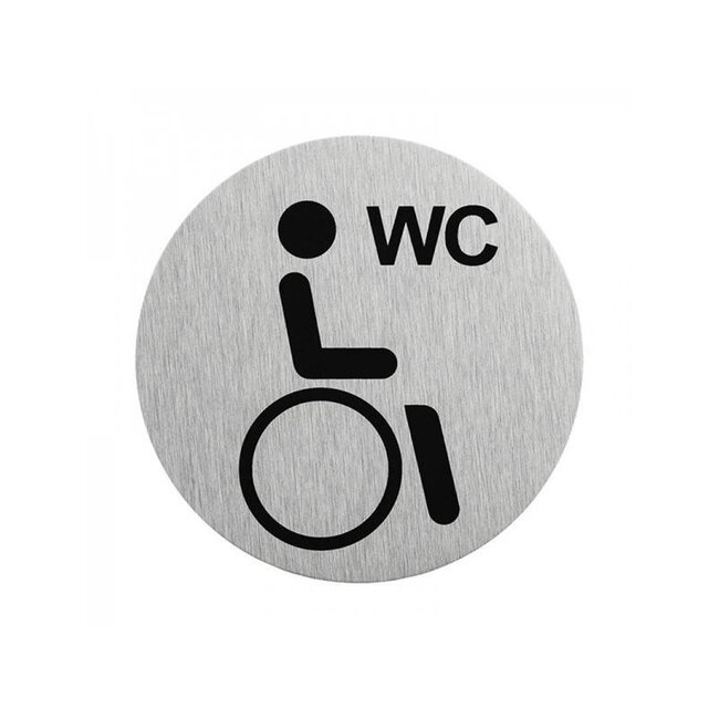 Seilflechter Deurbordje - Aluminium - Pictogram Gehandicapten Toilet - Ø 75 mm