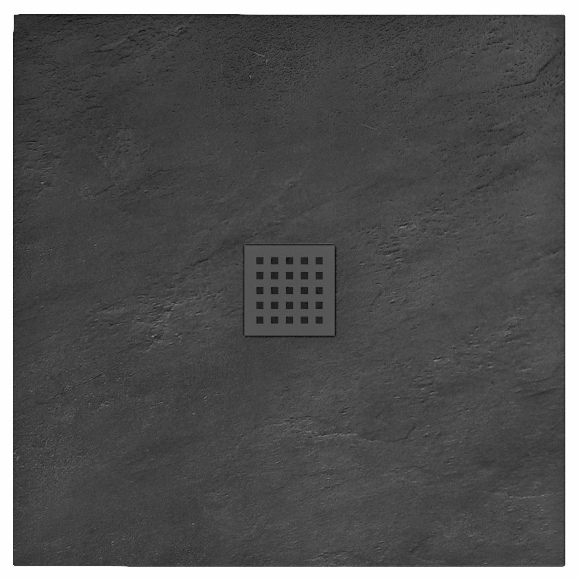 REA Black Rock Douchebak Vierkant 90 x 90 x 3.5 cm - Zwart