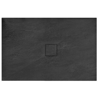 REA Black Stone Douchebak Rechthoek 80 x 100 x 3.5 cm - Zwart