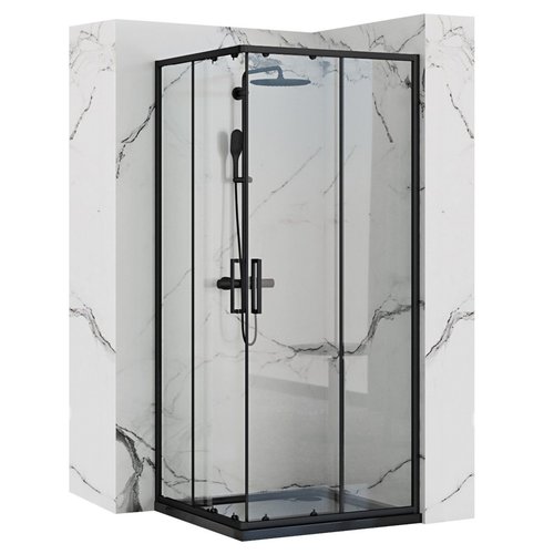 REA Punto Black Douchecabine met Schuifdeuren 80 x 100 x 190 cm - 5 mm Mat Zwart REA Punto Black Douchecabine met Schuifdeuren 80 x 100 x 190 cm - 5 mm Mat Zwart