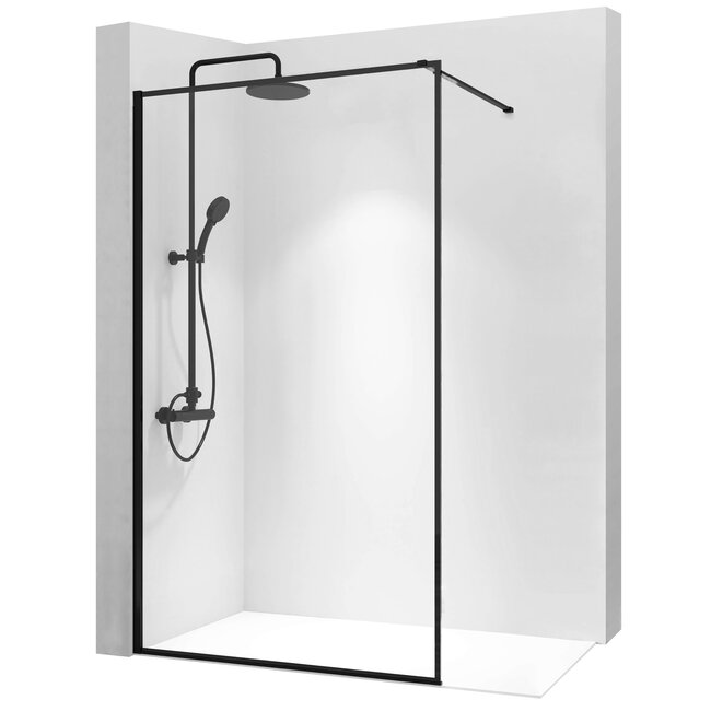 REA Bler Douchewand met Profiel 69 - 71 x 195 cm - 8 mm Mat Zwart