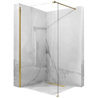 REA Aero Gold Douchewand met Profiel - 98.5 - 100 x 195 cm - 8 mm - Glans Goud