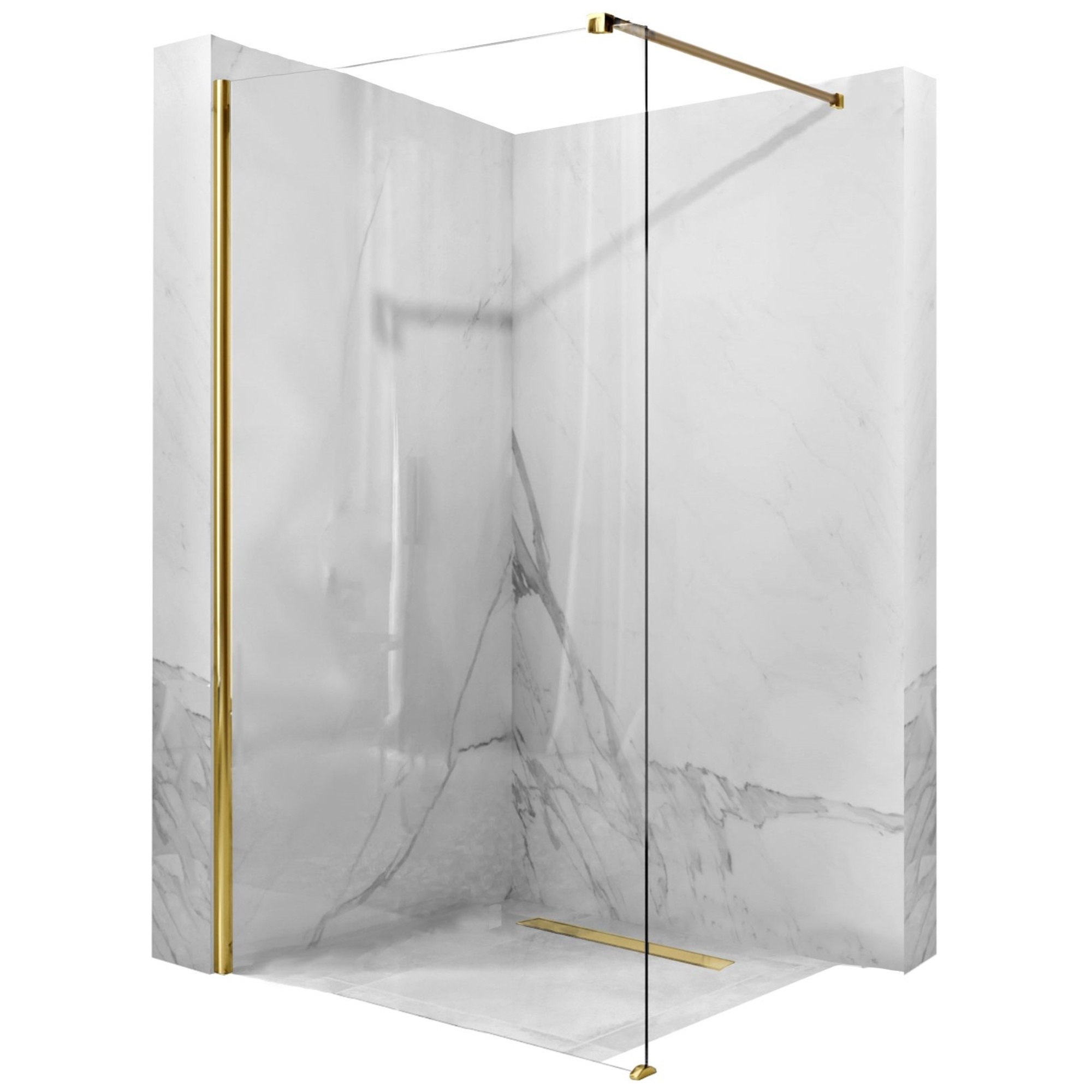 Aero Gold Douchewand met Profiel Glans Goud - 108.5 - 110 x 195 cm