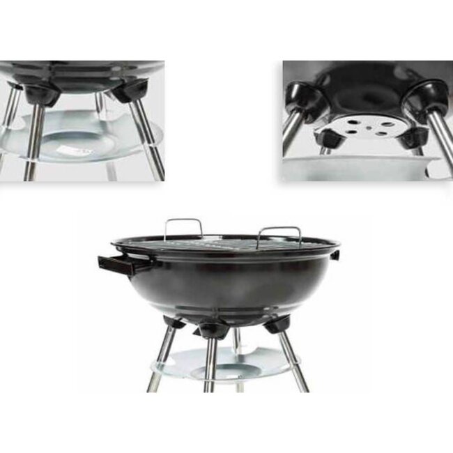 Benson Traditionele grillbarbecue - bolvormig - Ø 44 cm - zwart - met wielen