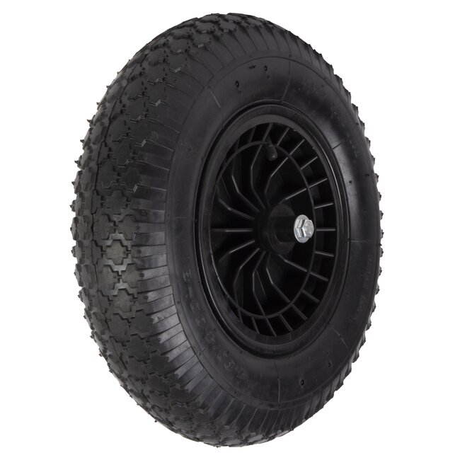 Talen Tools Kruiwagenband - Compleet Luchtband 40 x 10 cm - Met Naaldlager en Kunststof Velg