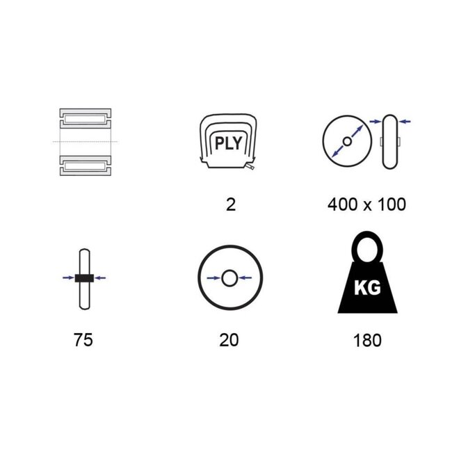 Talen Tools Kruiwagenband - Compleet Luchtband 40 x 10 cm - Met Naaldlager en Kunststof Velg