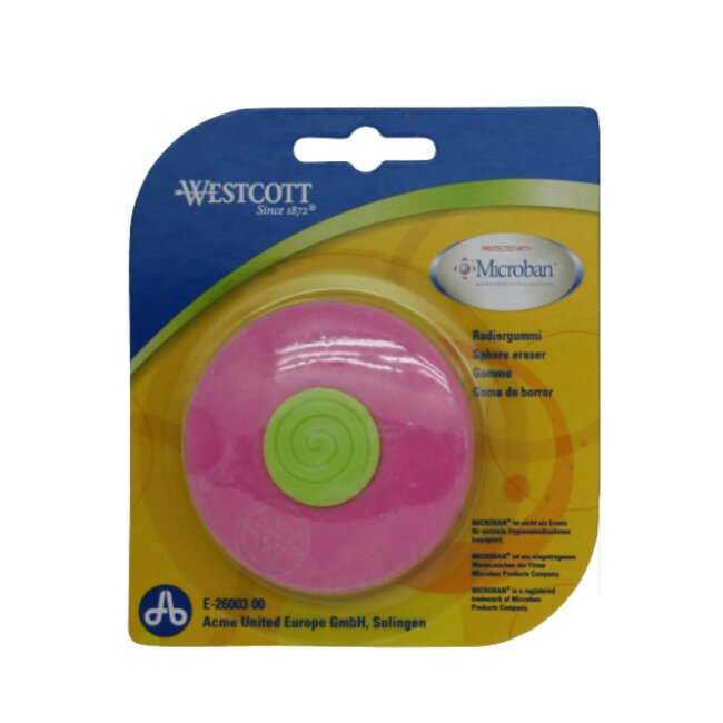 Westcott Ronde gum met microban-technologie - Roze/groen - Antibacterieel