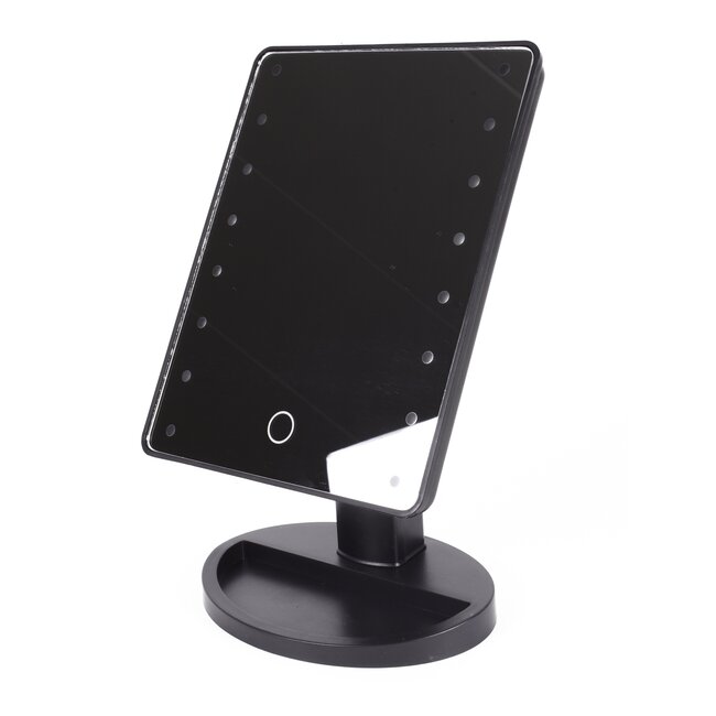 Benson Make-up spiegel - LED touch - dimbaar - 16 LEDs - 27x17 cm - zwart
