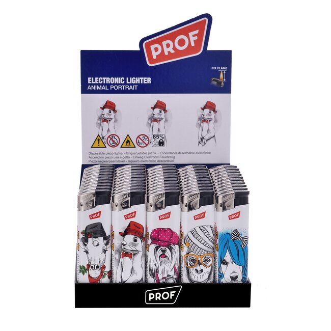 Prof Wegwerpaanstekers - dierenmotief - regelbare vlam - 50 stuks