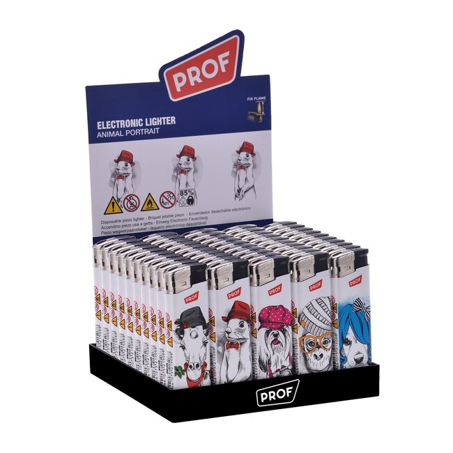 Prof Wegwerpaanstekers - dierenmotief - regelbare vlam - 50 stuks